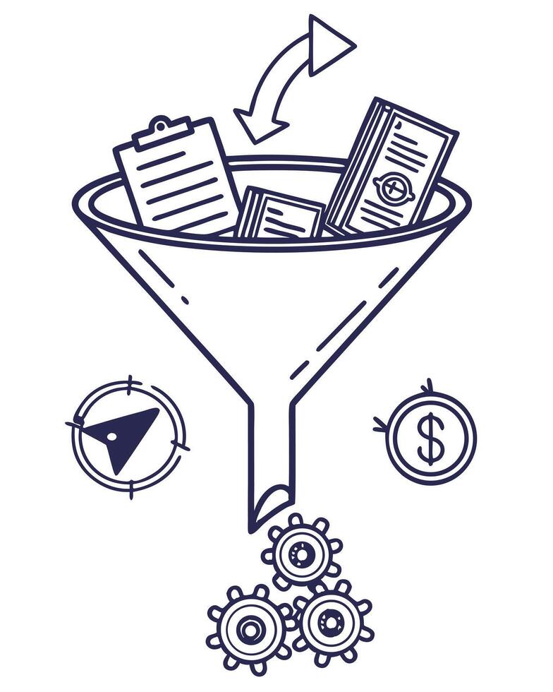 sales funnel concept conversion to money free vector